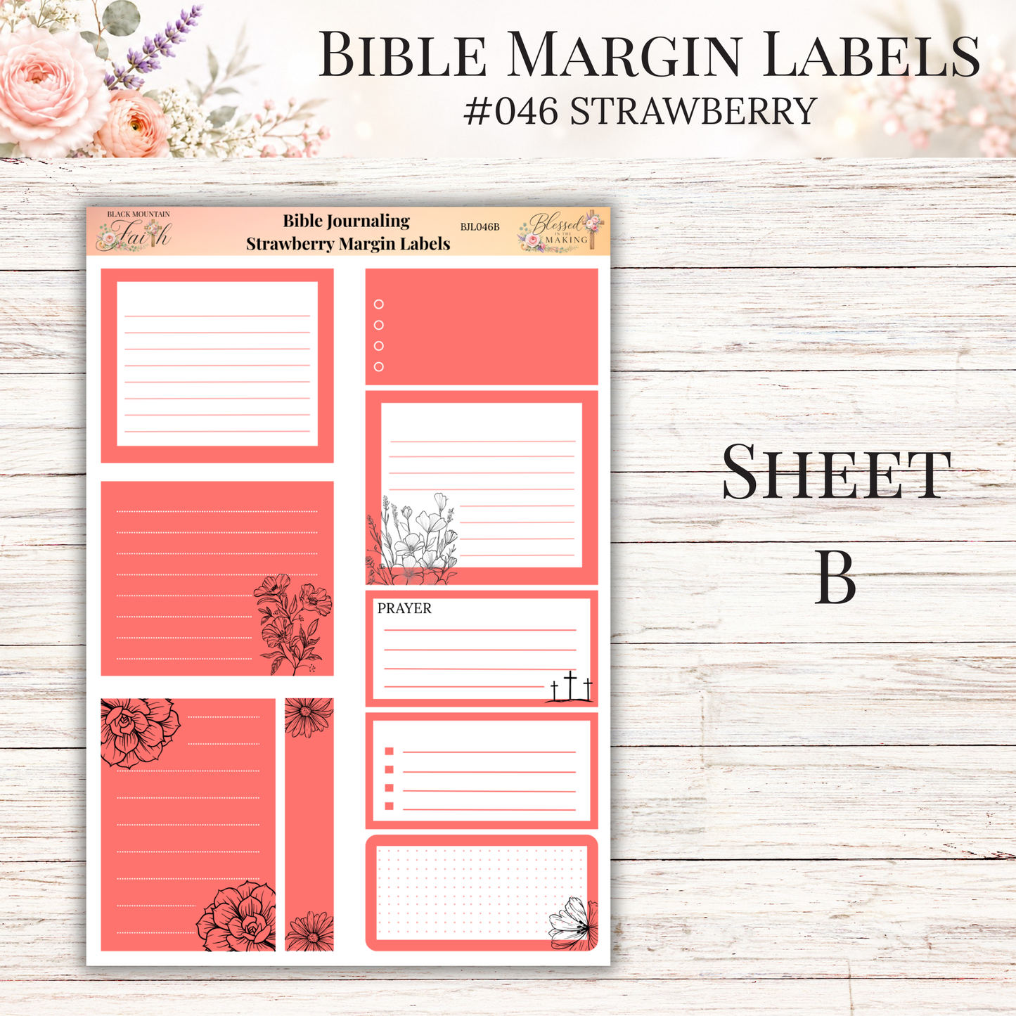 Bible Margin Labels #046 Strawberry | Physical Sticker Sheets for Scripture Study