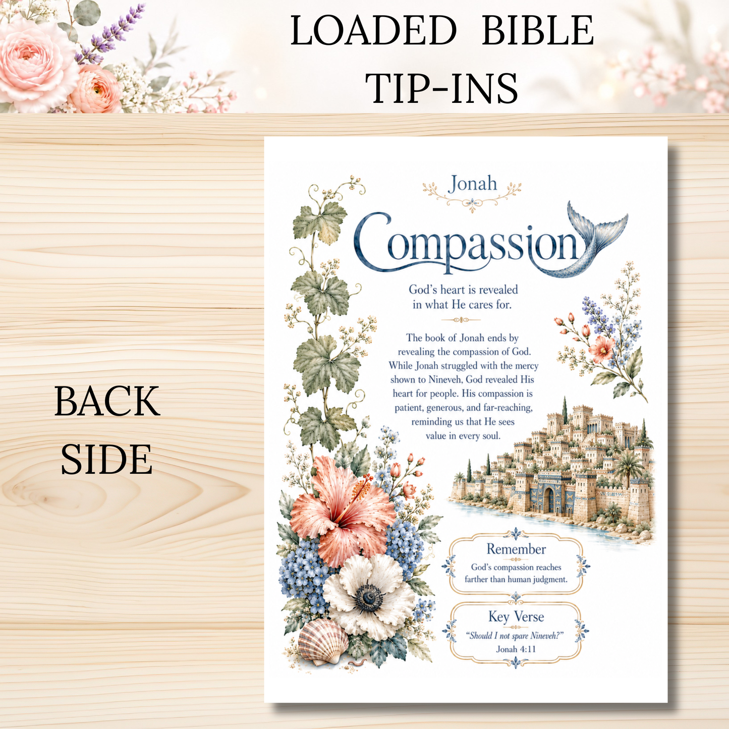 Themes from Jonah || Double Sided Loaded Bible Tip-In || 32 lb. Paper