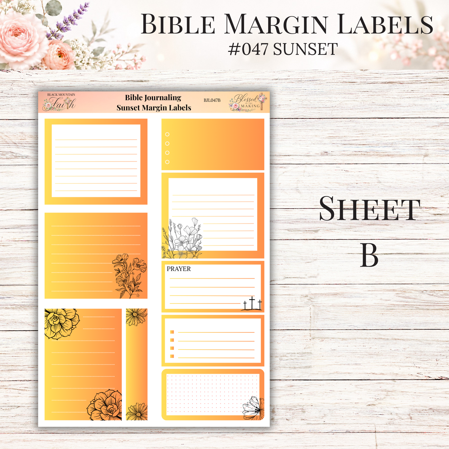 Bible Margin Labels #047 Sunset | Physical Sticker Sheets for Scripture Study