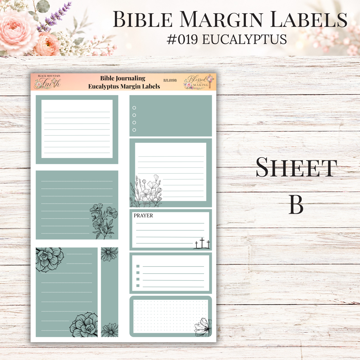 Bible Margin Labels #019 Eucalyptus | Physical Sticker Sheets for Scripture Study