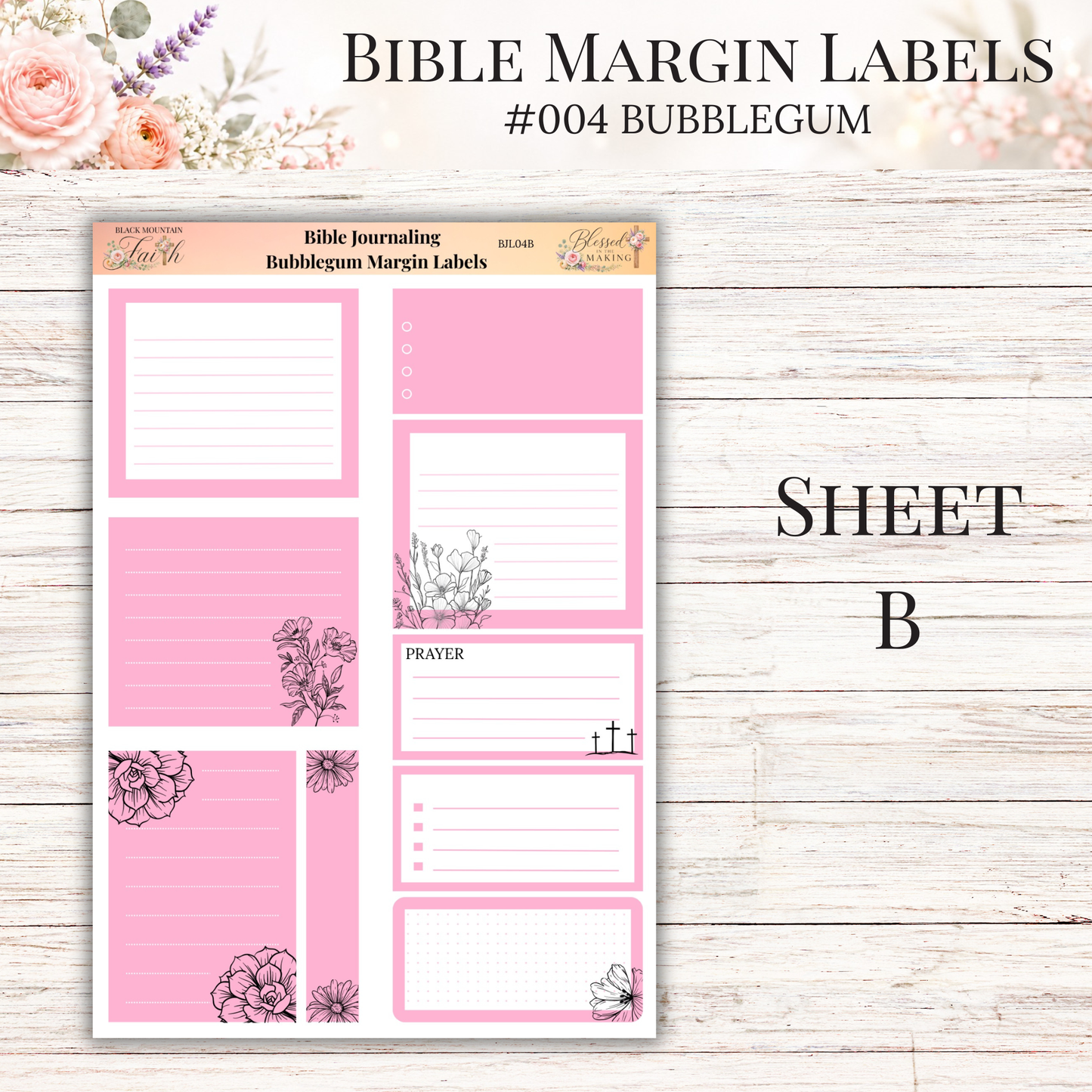 Bible Margin Labels #004 Bubblegum | Physical Sticker Sheets for Scripture Study