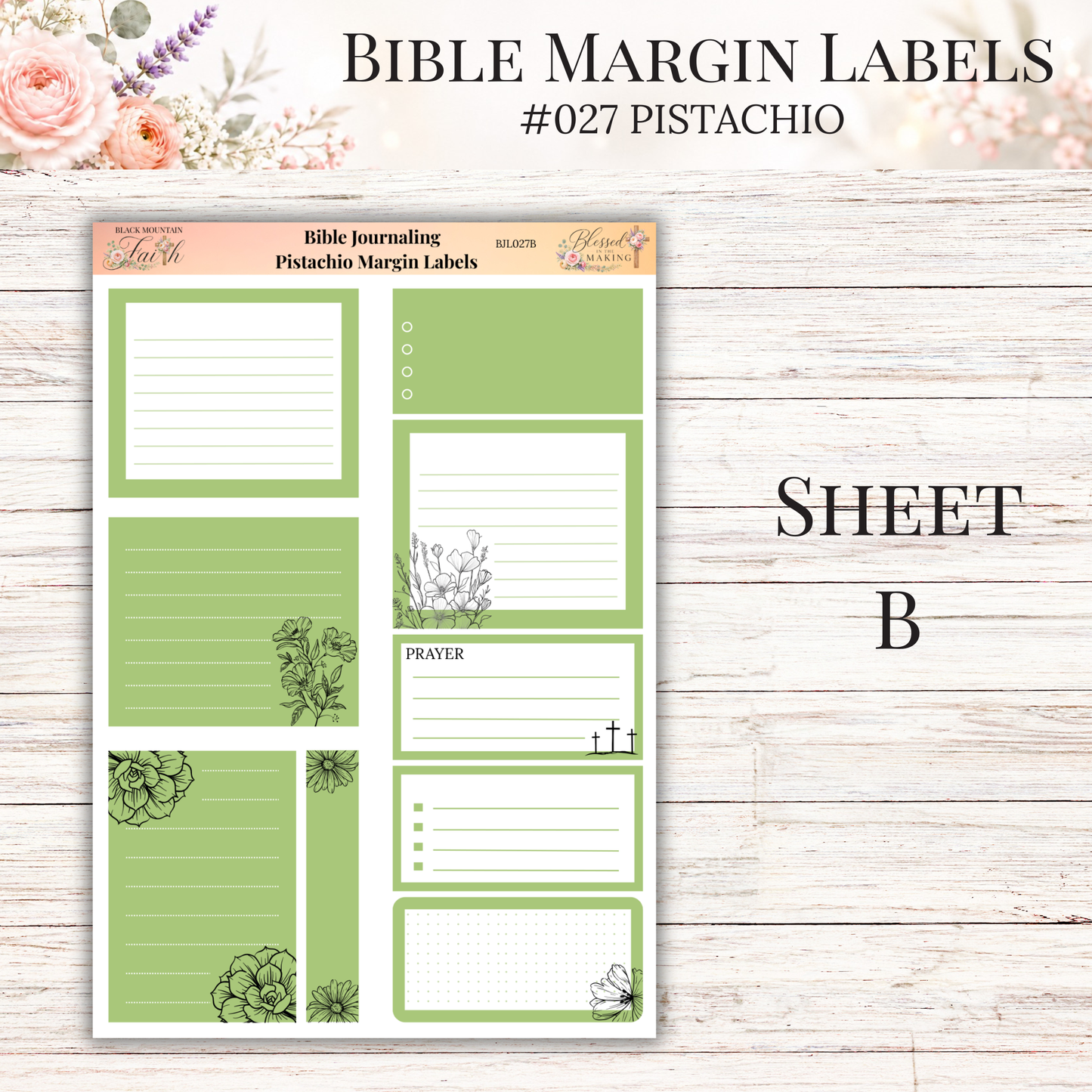 Bible Margin Labels #027 Pistachio | Physical Sticker Sheets for Scripture Study