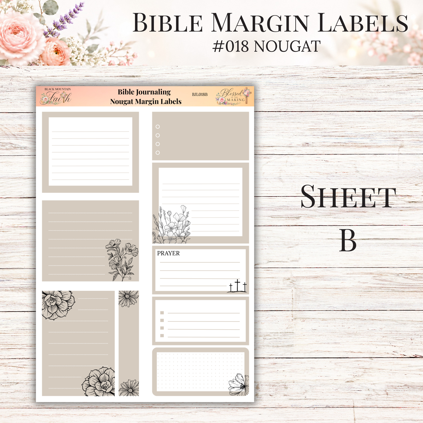 Bible Margin Labels #018 Nougat | Physical Sticker Sheets for Scripture Study