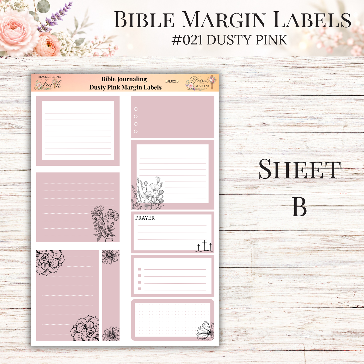 Bible Margin Labels #021 Dusty Pink | Physical Sticker Sheets for Scripture Study