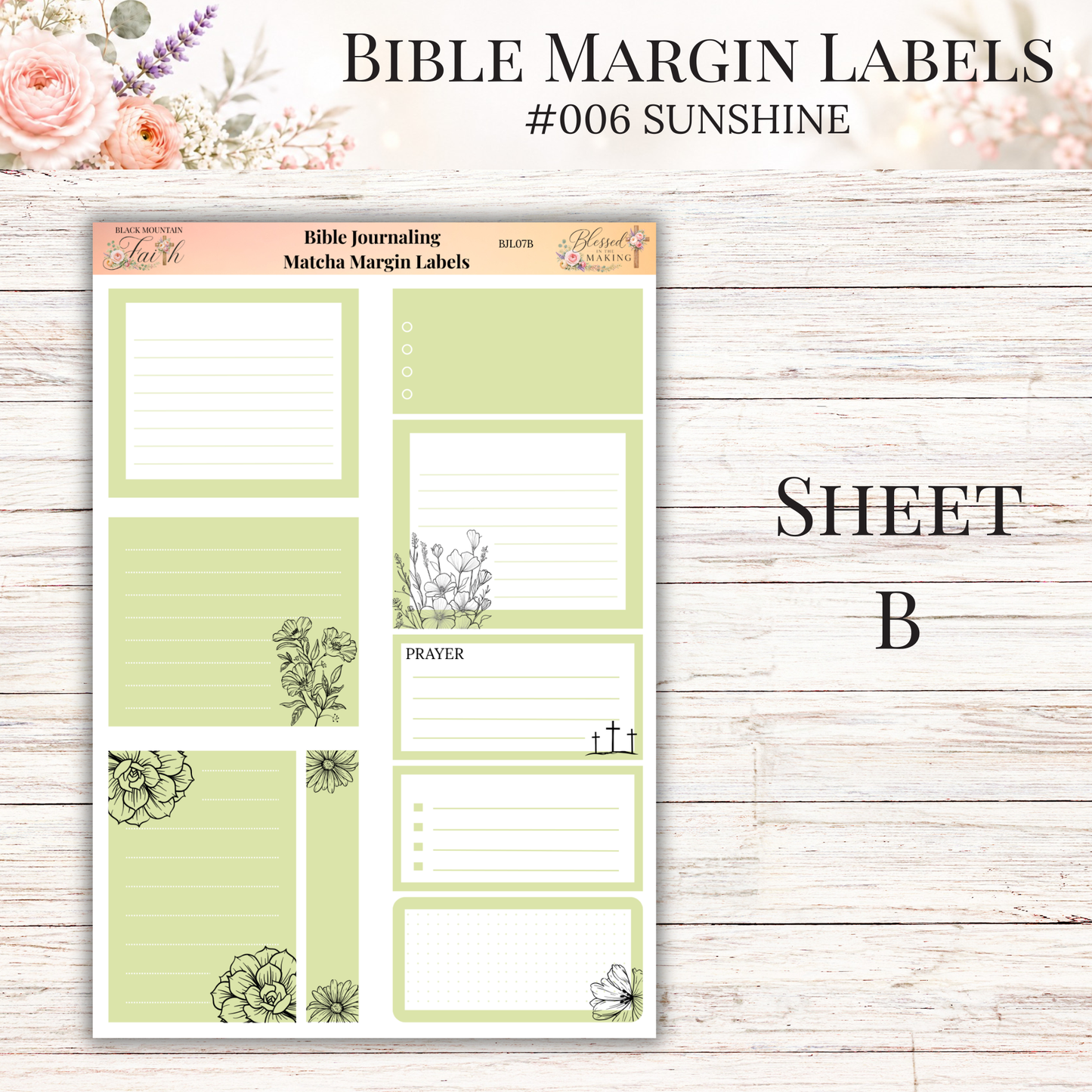 Bible Margin Labels #007 Matcha | Physical Sticker Sheets for Scripture Study