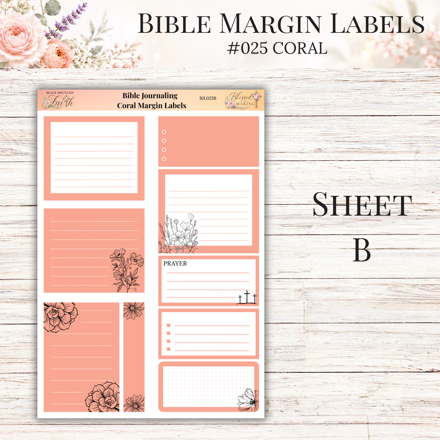 Bible Margin Labels #025 Coral| Physical Sticker Sheets for Scripture Study