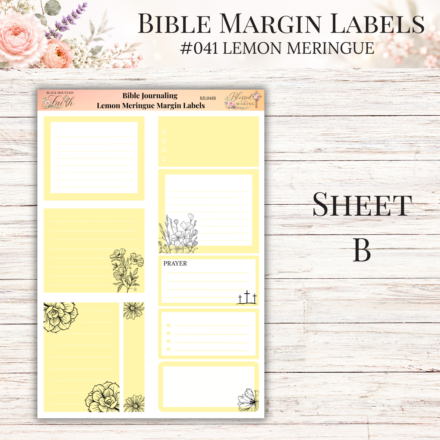Bible Margin Labels #041 Lemon Meringue | Physical Sticker Sheets for Scripture Study
