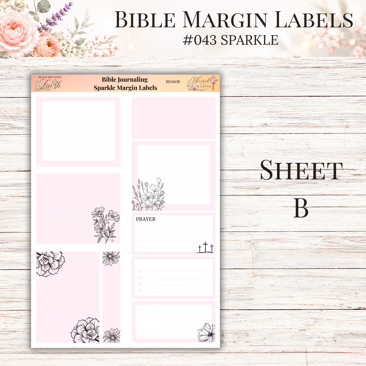 Bible Margin Labels #043 Sparkle | Physical Sticker Sheets for Scripture Study