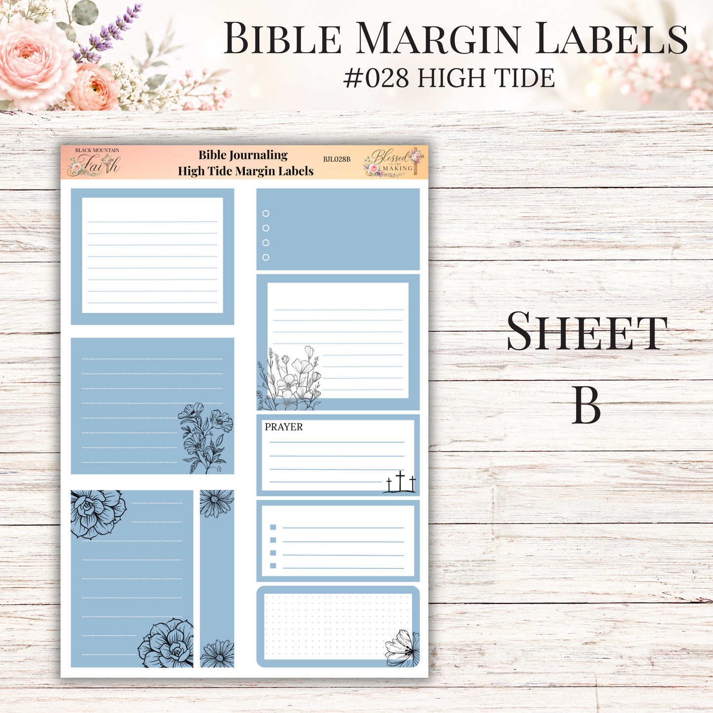 Bible Margin Labels #028 High Tide | Physical Sticker Sheets for Scripture Study