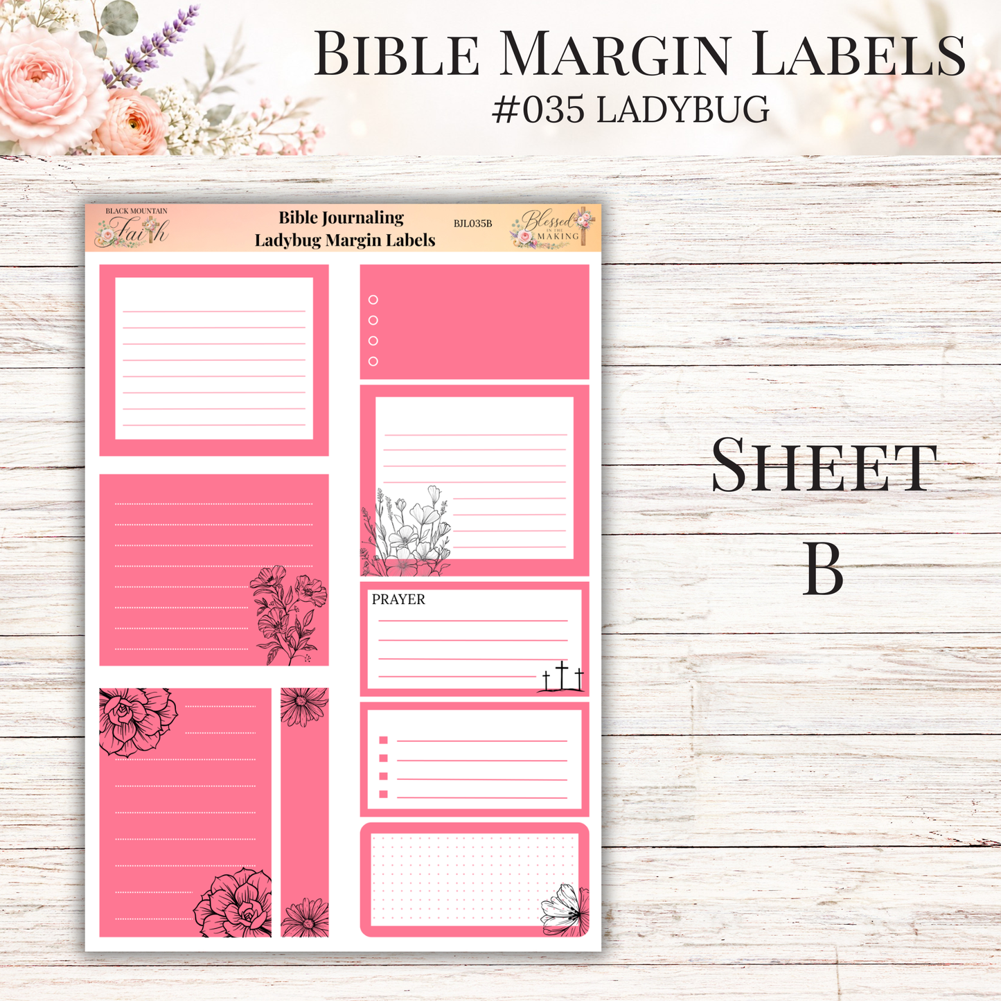 Bible Margin Labels #035 Ladybug | Physical Sticker Sheets for Scripture Study