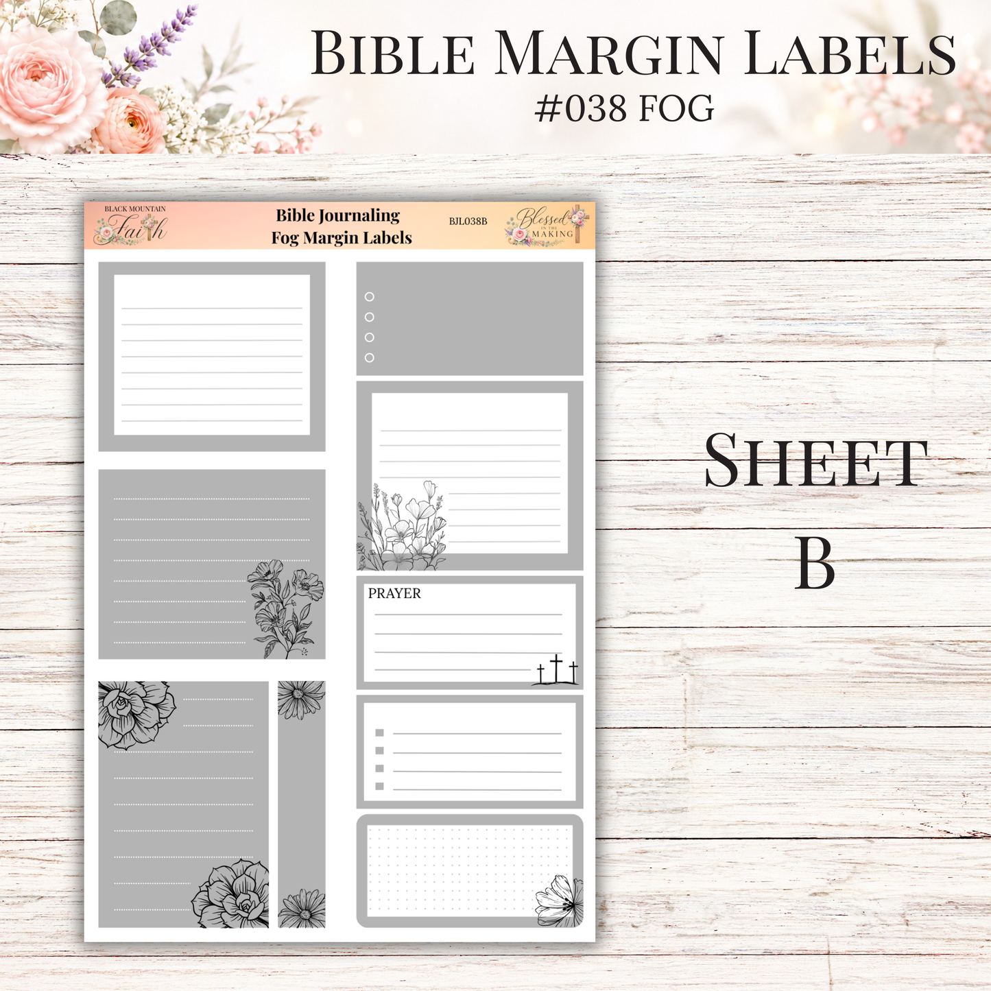 Bible Margin Labels #038 Fog | Physical Sticker Sheets for Scripture Study