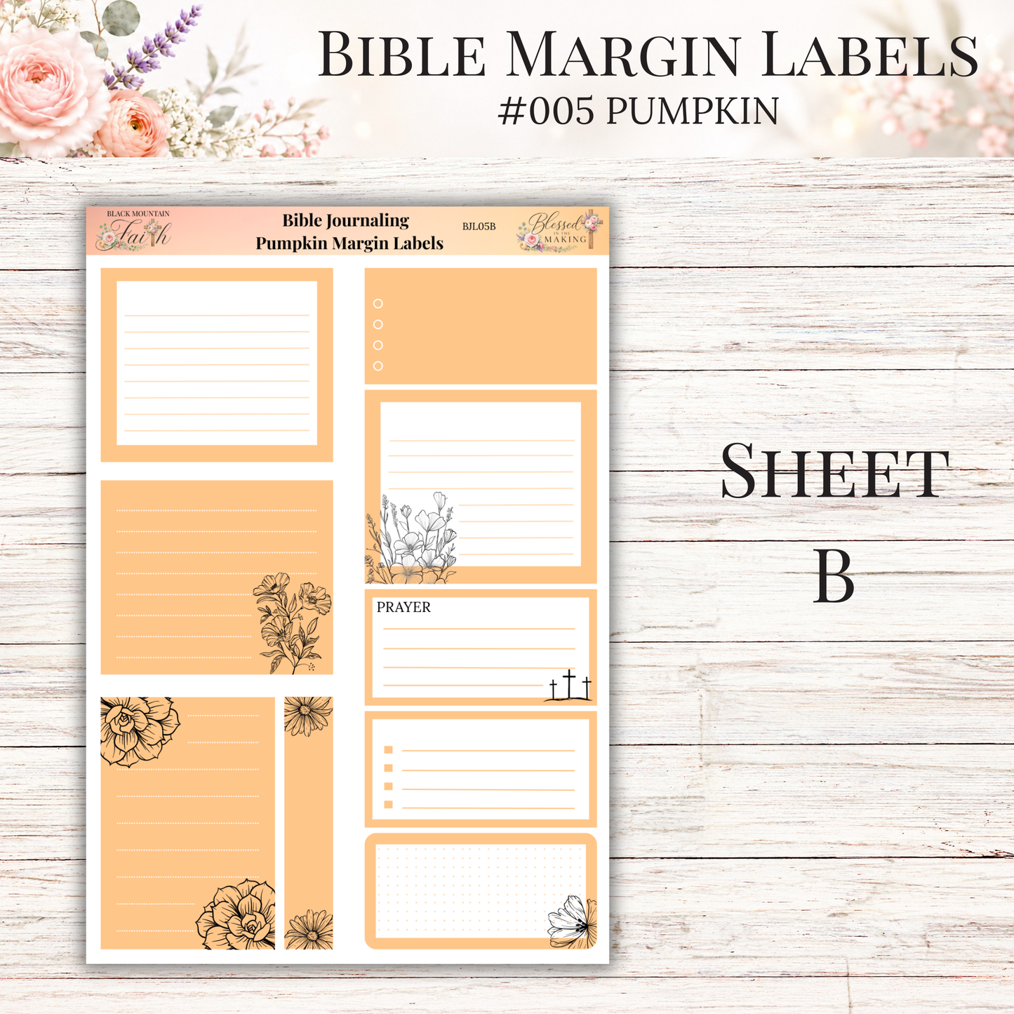 Bible Margin Labels #005 Pumpkin | Physical Sticker Sheets for Scripture Study
