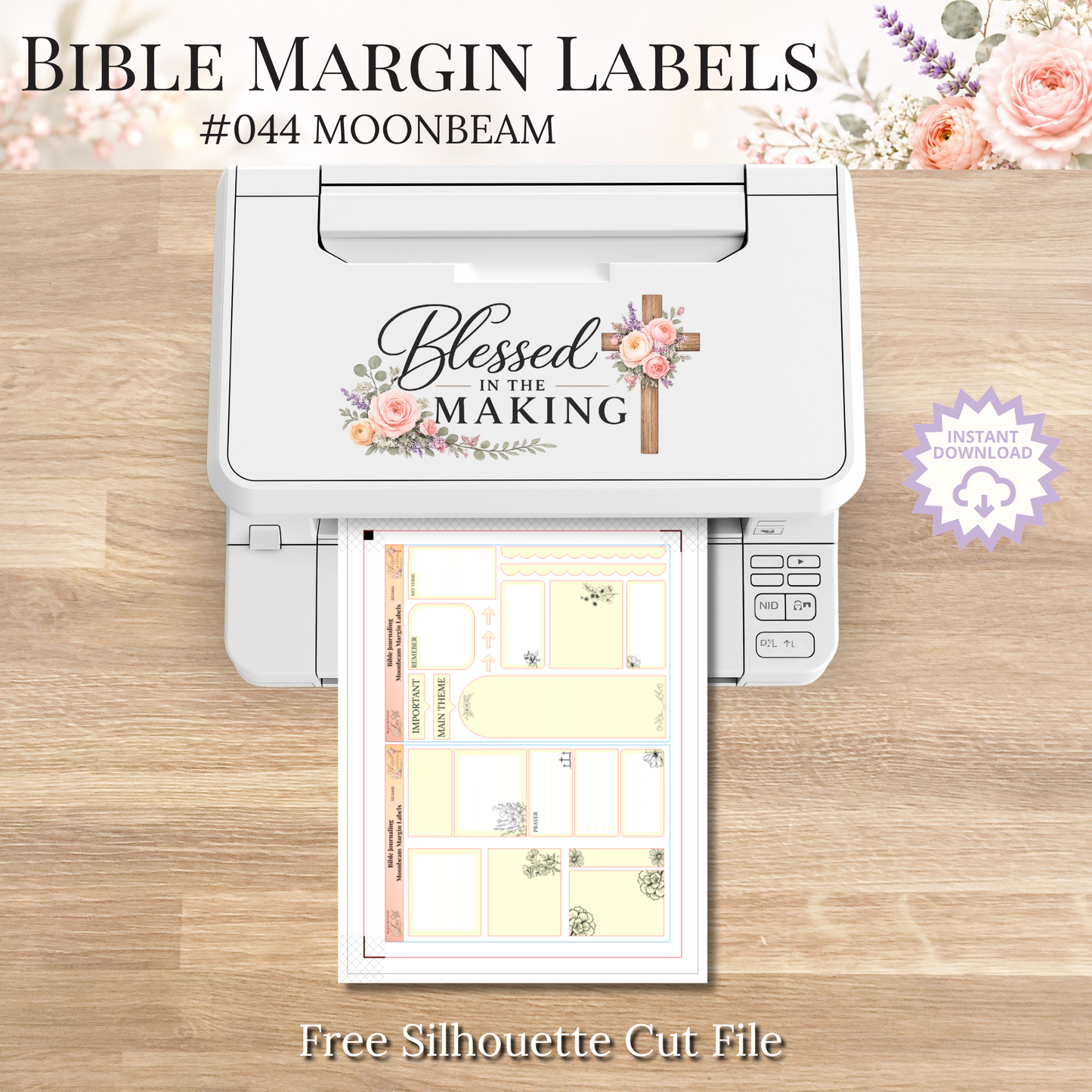 Bible Margin Labels 044 Moonbeam Print & Cut Bible Stickers