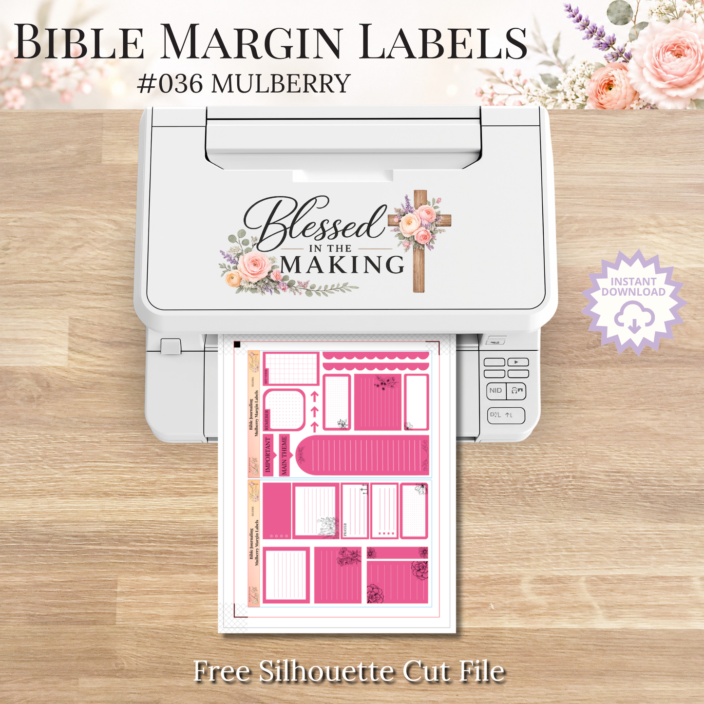Bible Margin Labels 036 Mulberry Print & Cut Bible Stickers
