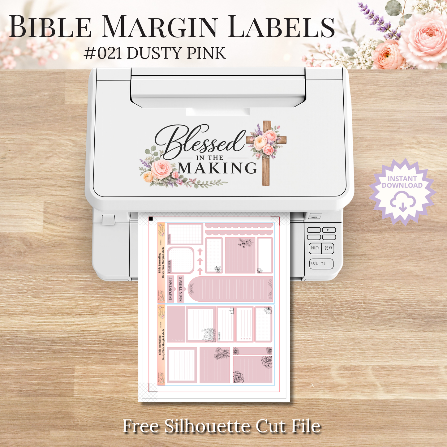 Bible Margin Labels 021 Dusty Pink Print & Cut Bible Stickers