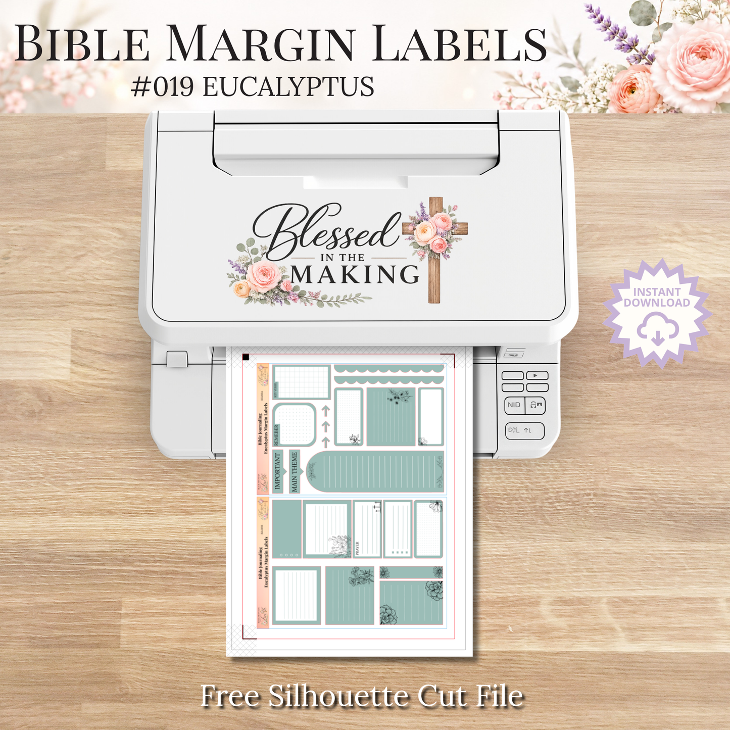 Bible Margin Labels 019 Eucalyptus Print & Cut Bible Stickers