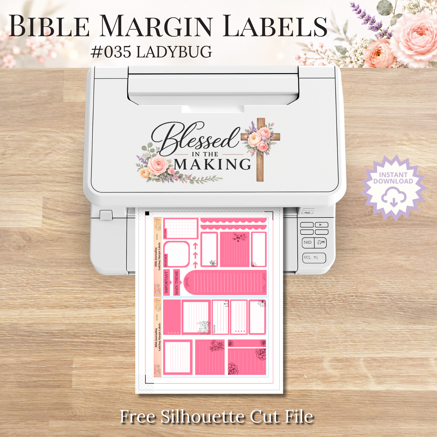 Bible Margin Labels 035 Ladybug Print & Cut Bible Stickers