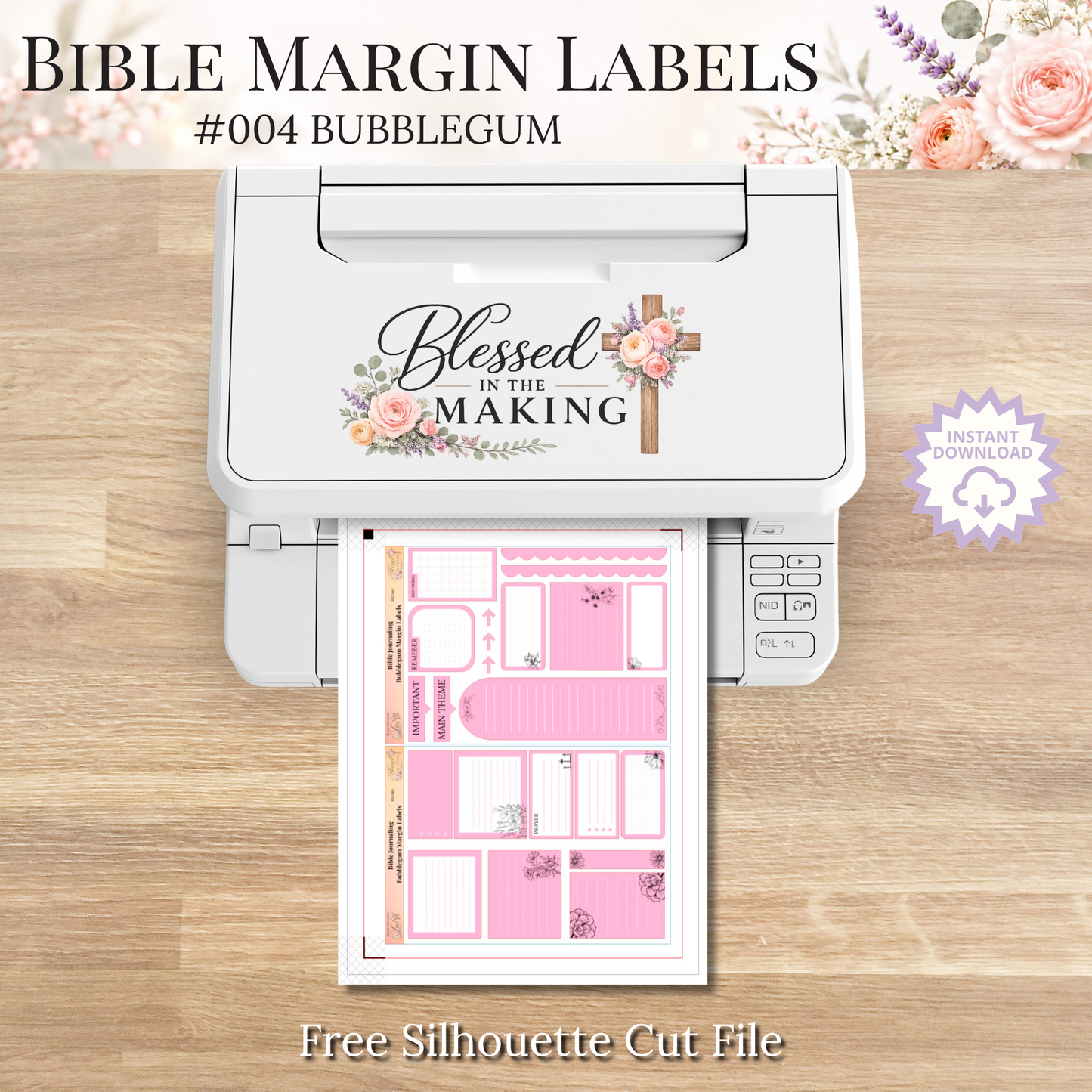 Bible Margin Labels 004 Bubblegum Print & Cut Bible Stickers