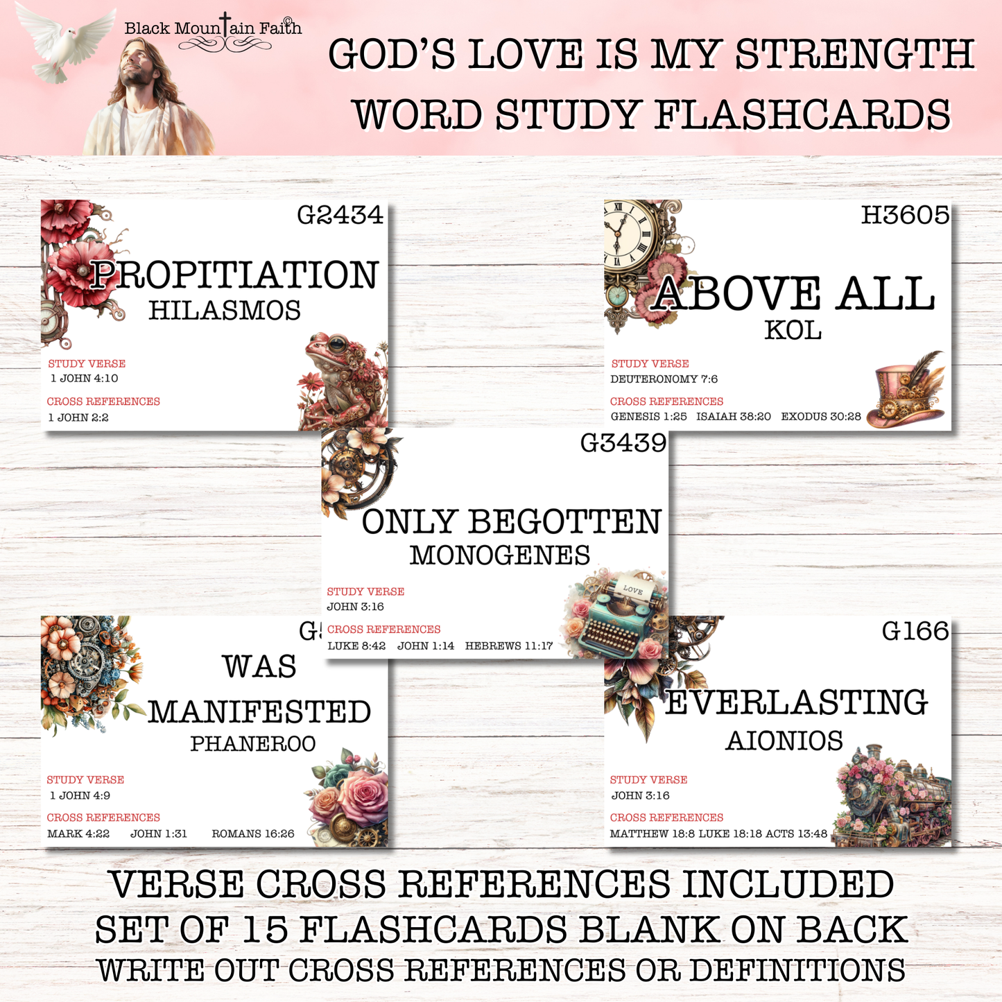God's Love is My Strength Word Study Flashcards