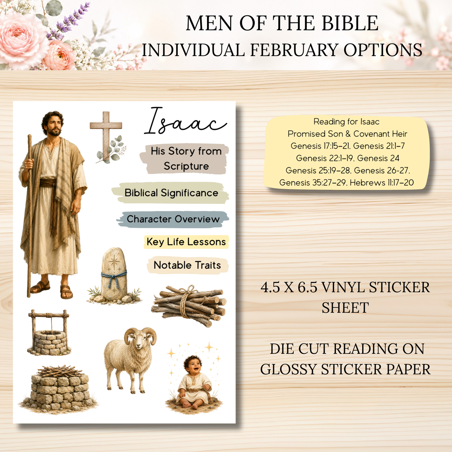 FEBRUARY Men of the Bible Individual Sticker Sheet Options