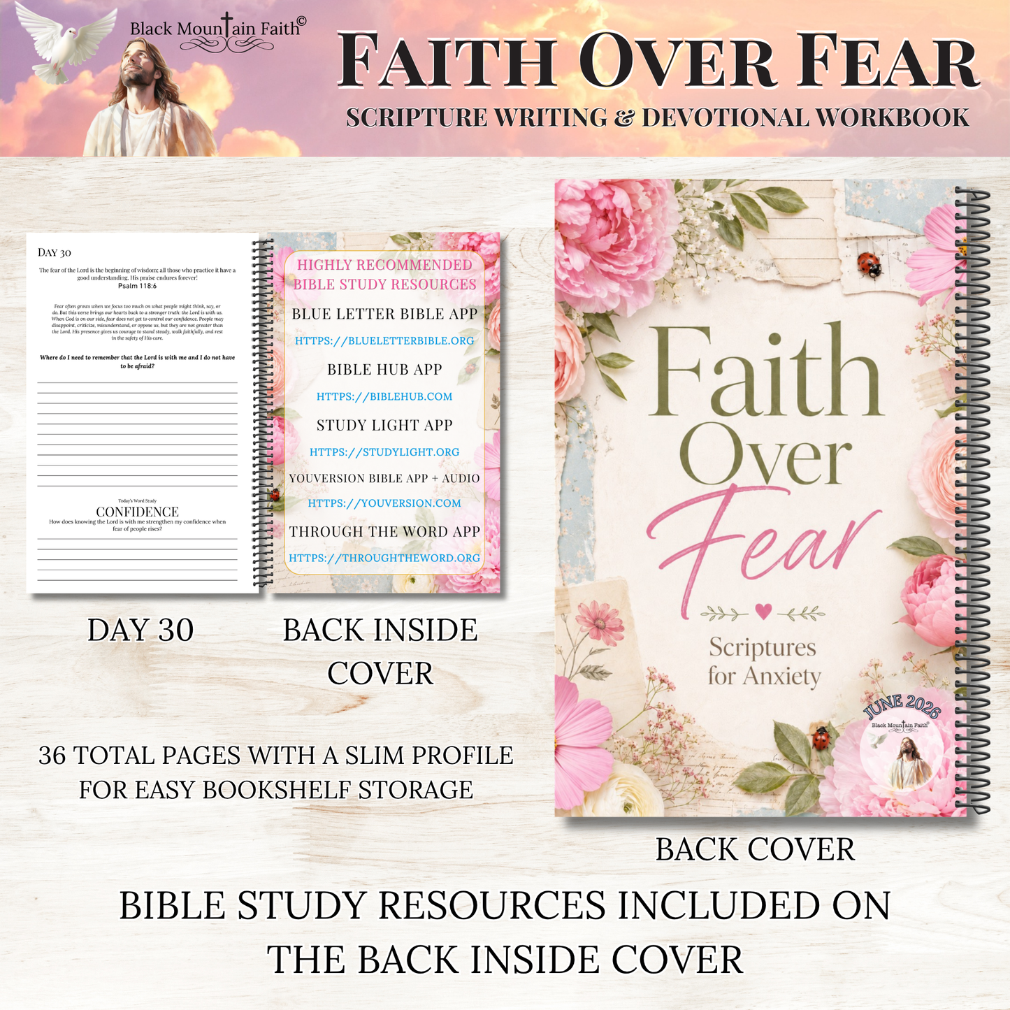 Faith Over Fear Scripture Writing Workbook, Anxiety Devotional Journal