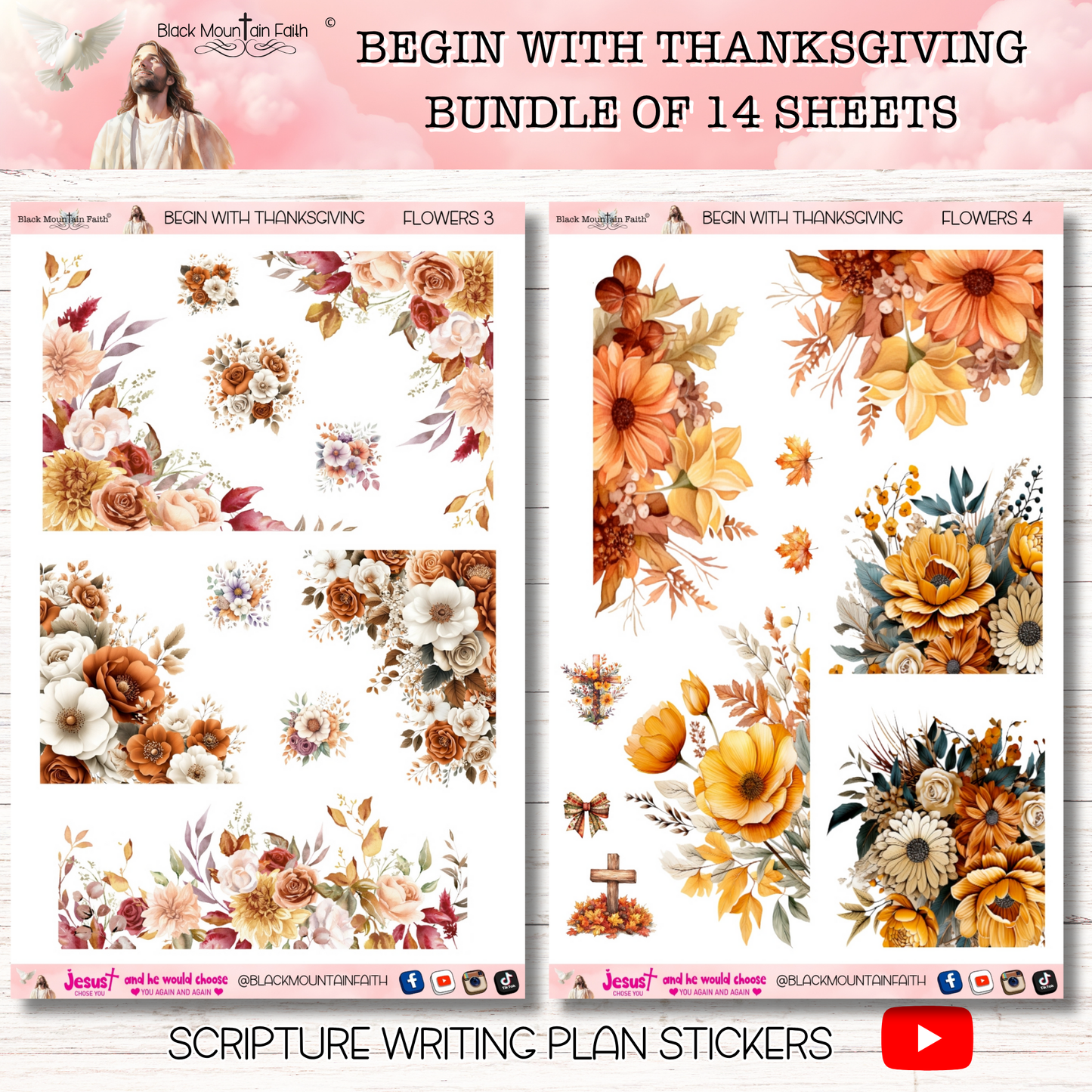 BUNDLE Begin with Thanksgiving Scripture Writing Plan Stickers