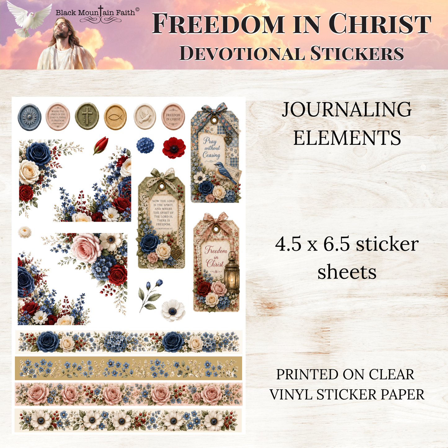 Freedom in Christ INDIVIDUAL Devotional Sticker Sheets | Scriptures for Free Living