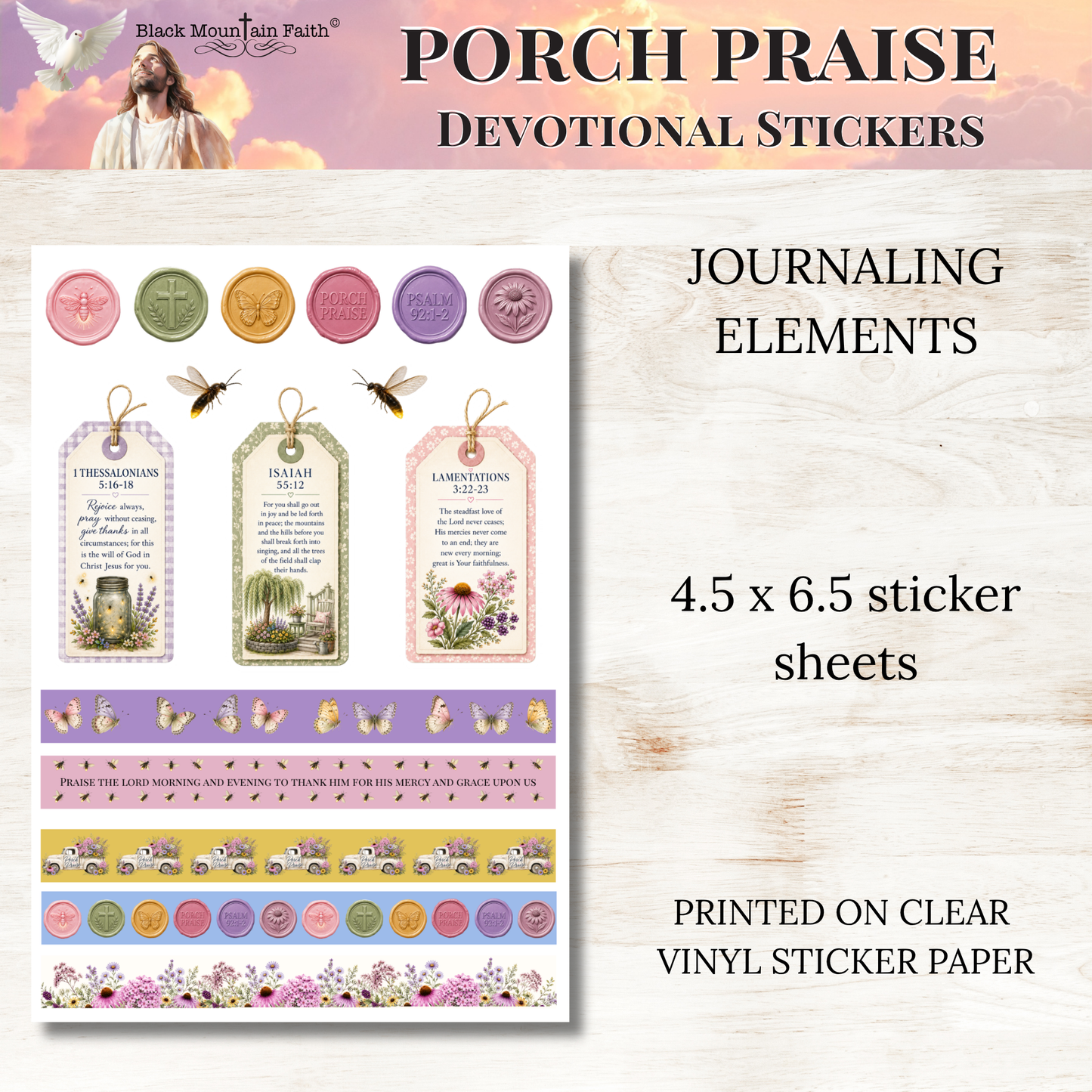 Porch Praise INDIVIDUAL Devotional Sticker Sheets | Scriptures for Everyday Worship
