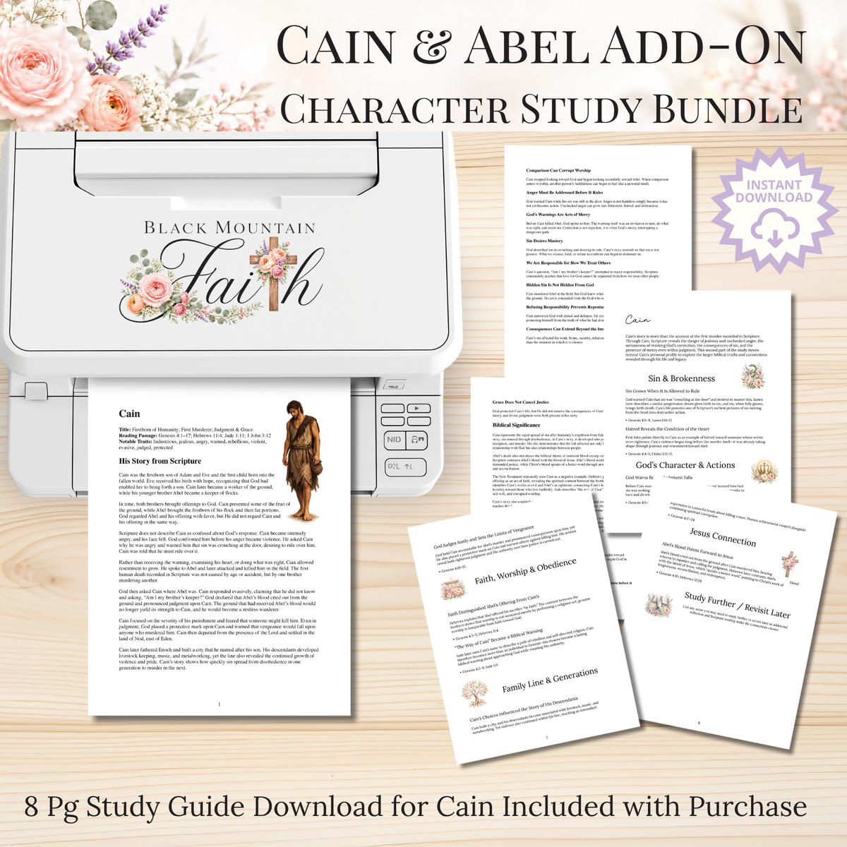 Cain & Abel Add-On Character Study Bundle | Physical Bible Study Notes, Tip-Ins, Stickers & Bible Margin Labels