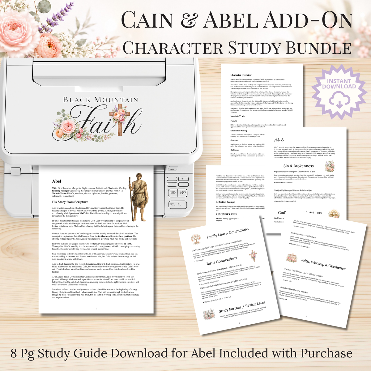 Cain & Abel Add-On Character Study Bundle | Physical Bible Study Notes, Tip-Ins, Stickers & Bible Margin Labels