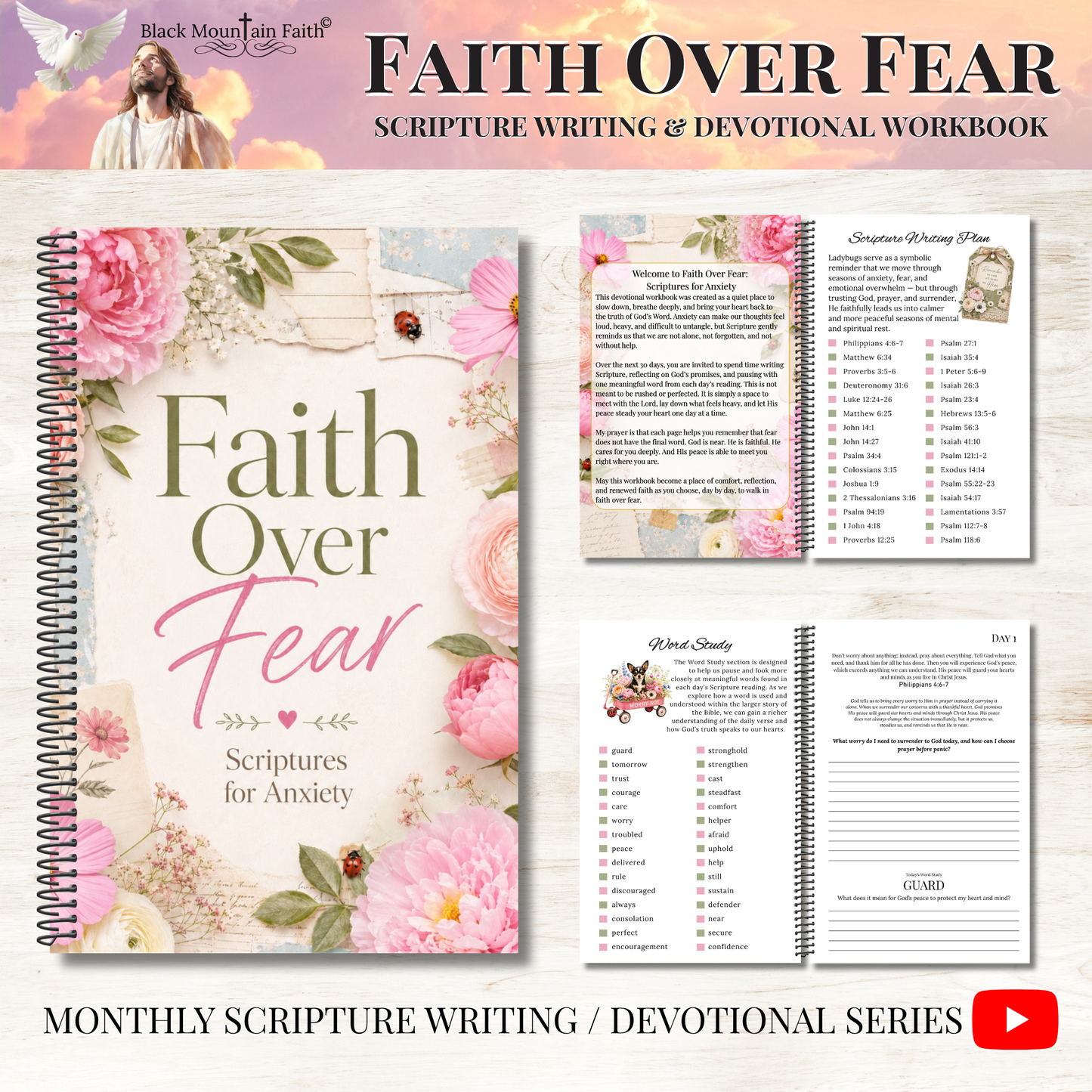 Faith Over Fear Scripture Writing Workbook, Anxiety Devotional Journal