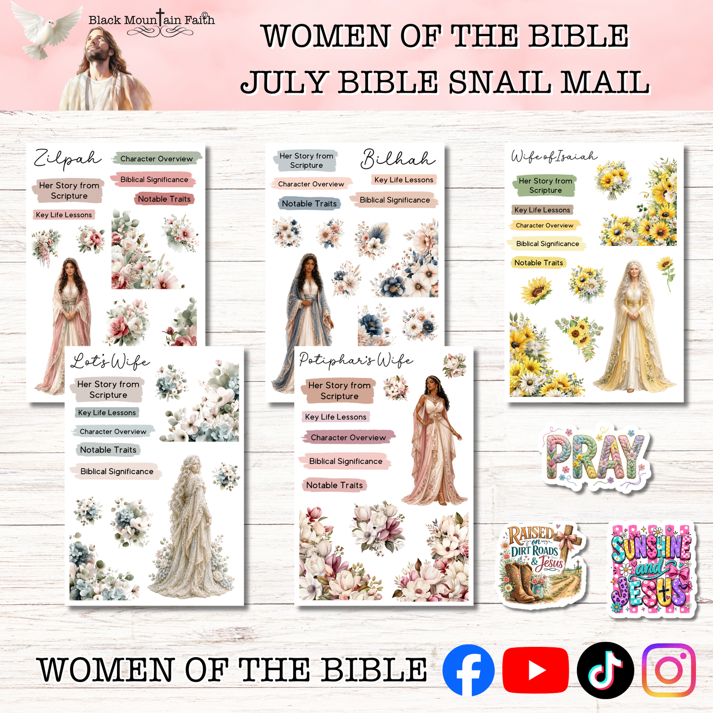 Women of the Bible Snail Mail Stickers JULY EDITION Stand Alone Listing
