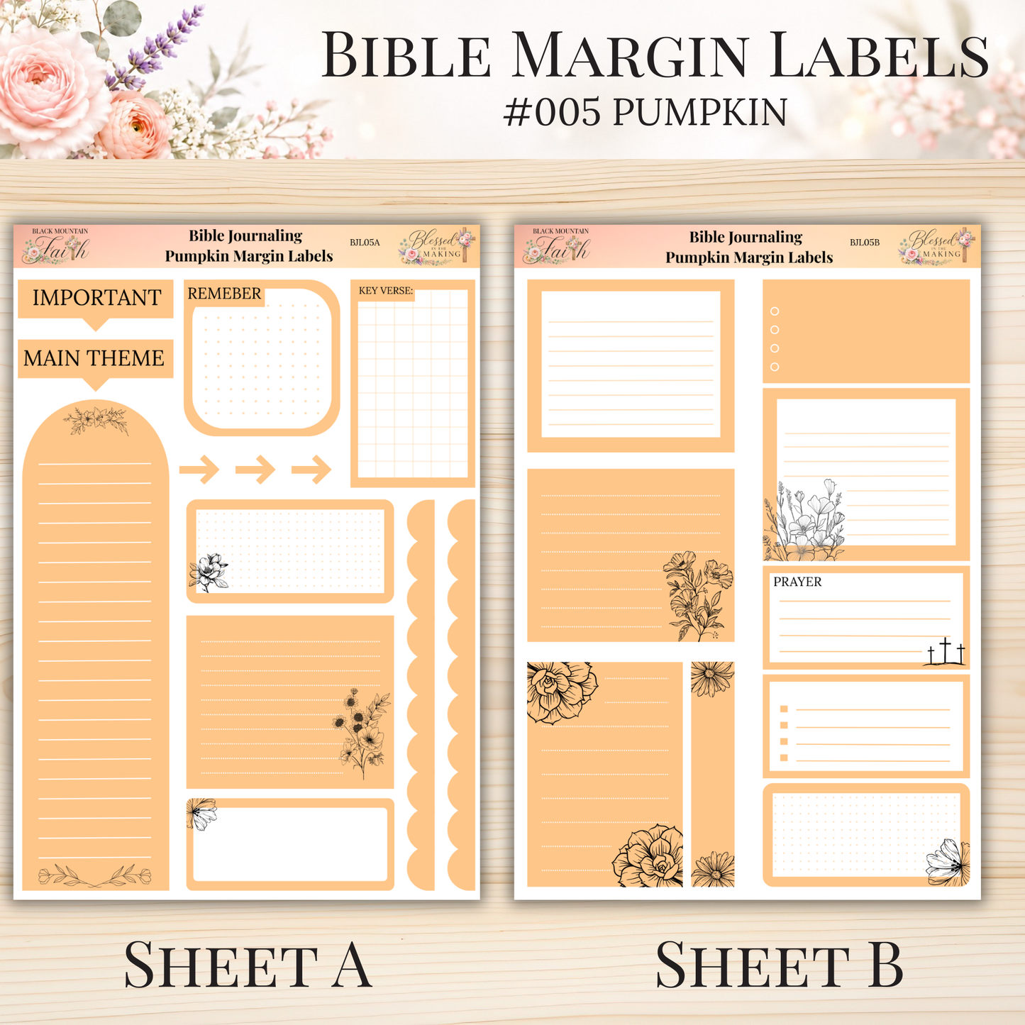 Bible Margin Labels #005 Pumpkin | Physical Sticker Sheets for Scripture Study