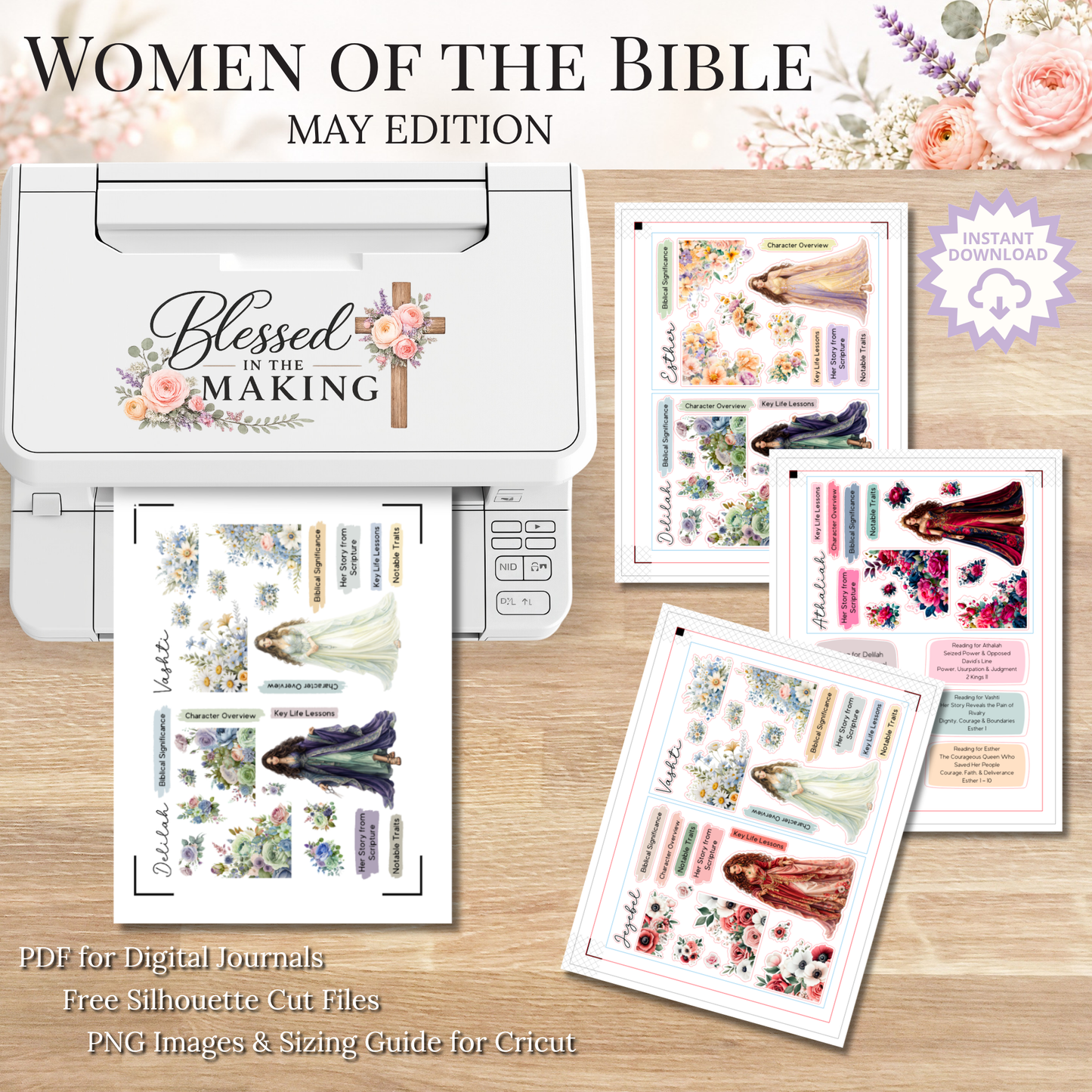 May Women of the Bible | Printable PDF | Cricut & Silhouette Files | Digital Stickers