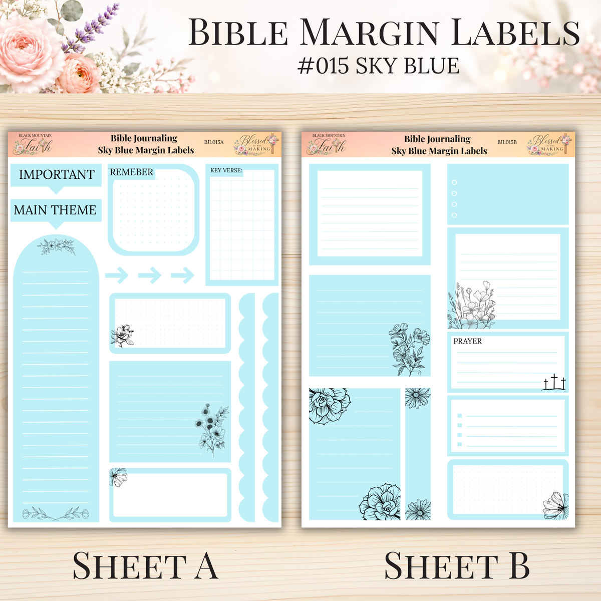 Bible Margin Labels #015 Sky Blue | Physical Sticker Sheets for Scripture Study