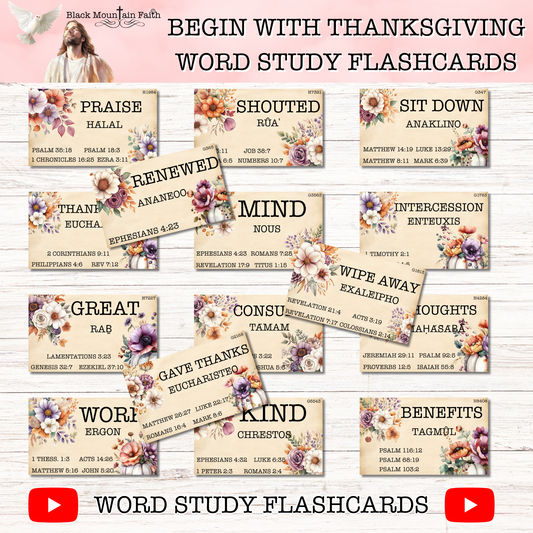 Begin with Thanksgiving Word Study Flashcards Nov. 2025