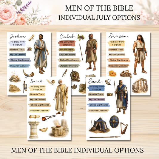 JULY Men of the Bible Individual Sticker Sheet Options