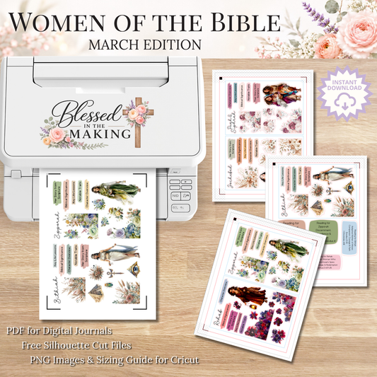 March Women of the Bible | Printable PDF | Cricut & Silhouette Files | Digital Stickers