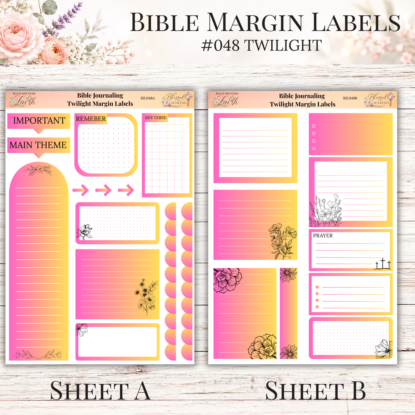 Bible Margin Labels #048 Twlight | Physical Sticker Sheets for Scripture Study