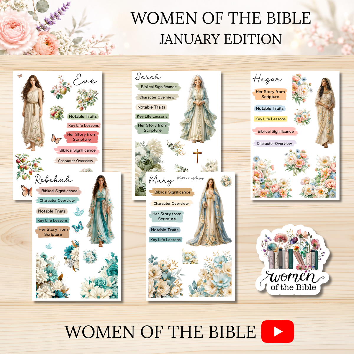 Women of the Bible Snail Mail Stickers JANUARY PAST EDITION Listing