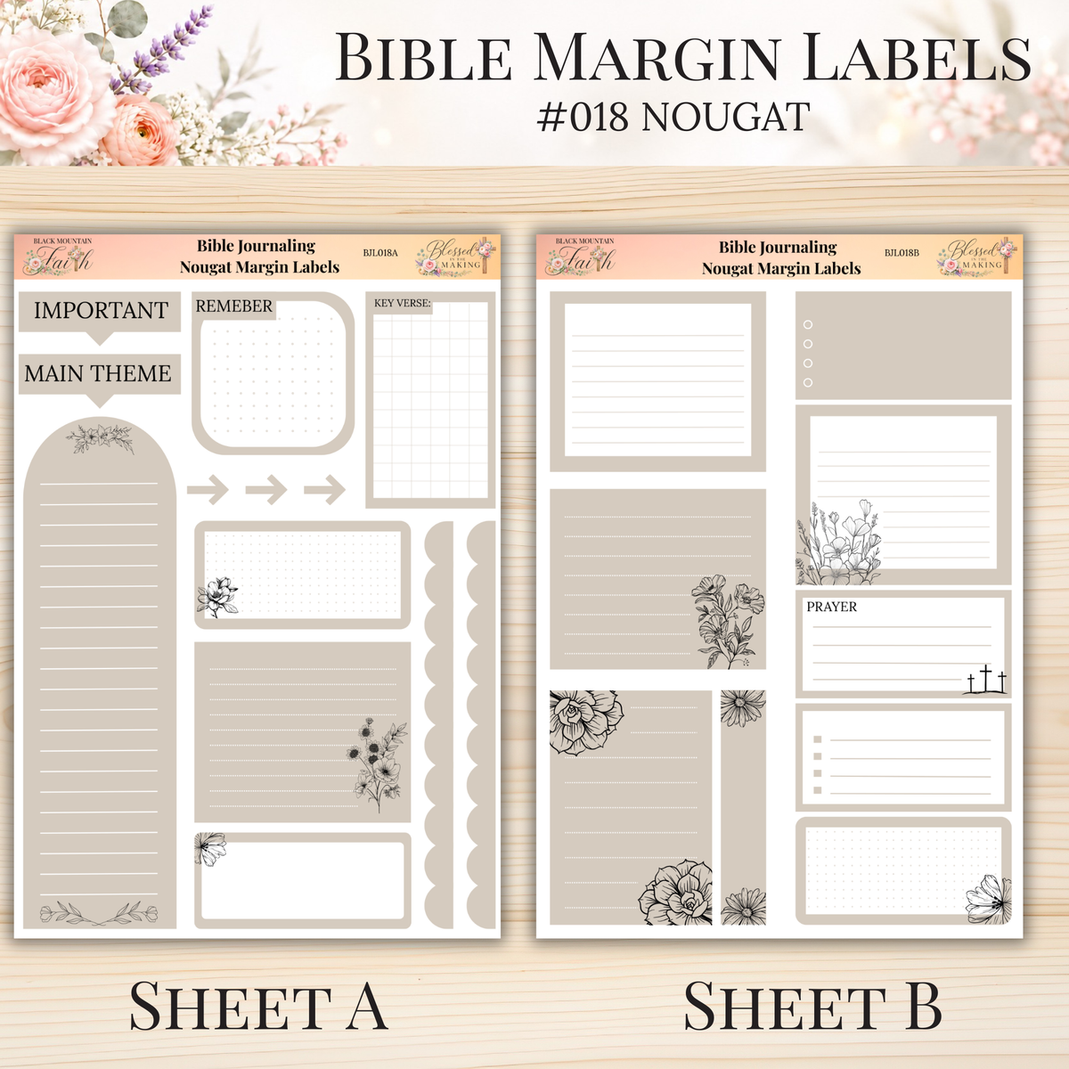 Bible Margin Labels #018 Nougat | Physical Sticker Sheets for Scripture Study