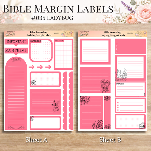 Bible Margin Labels 035 Ladybug Print & Cut Bible Stickers