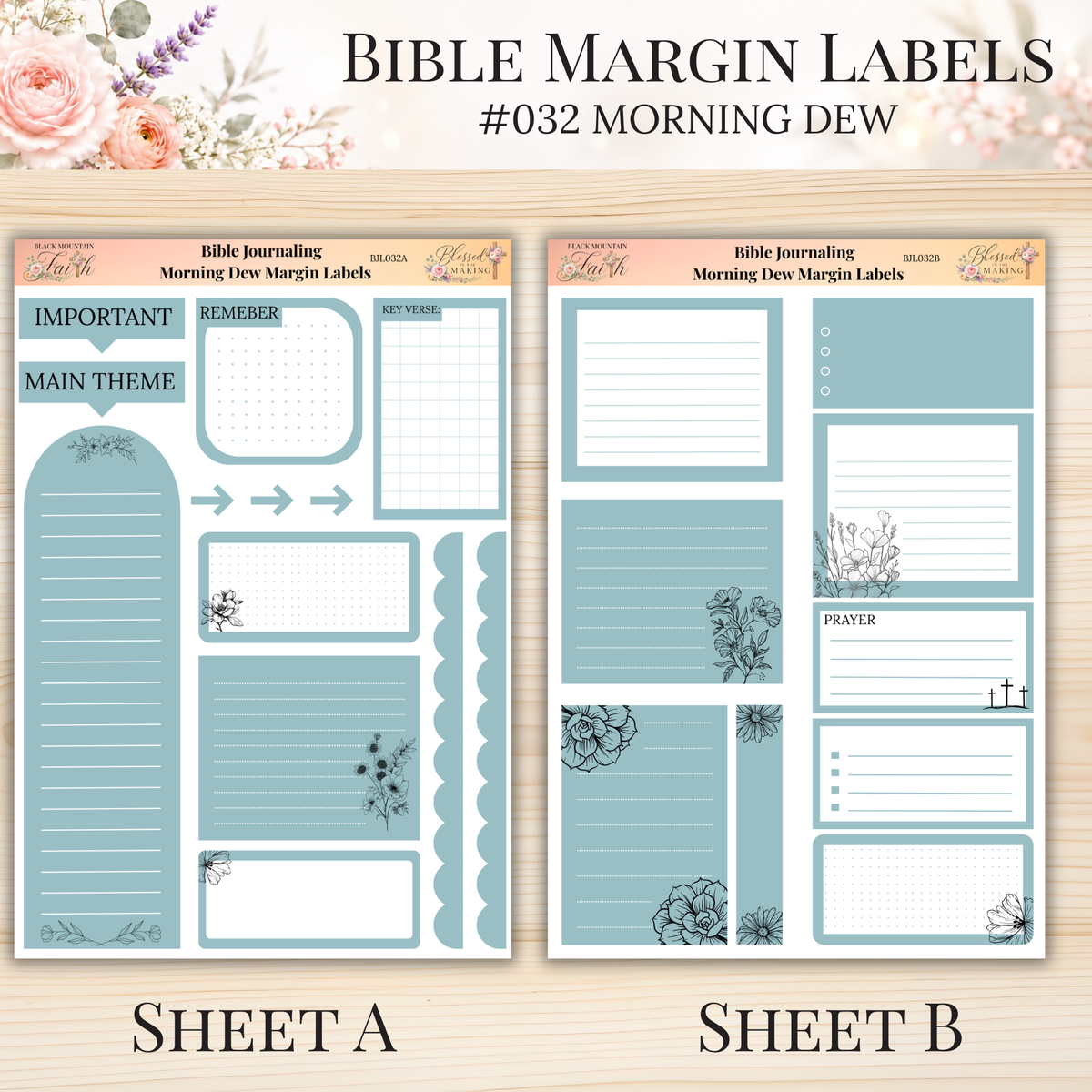 Bible Margin Labels #032 Morning Dew | Physical Sticker Sheets for Scripture Study