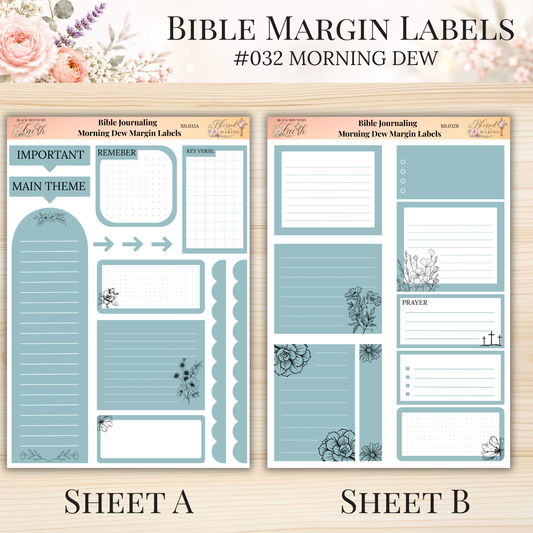 Bible Margin Labels #032 Morning Dew | Physical Sticker Sheets for Scripture Study
