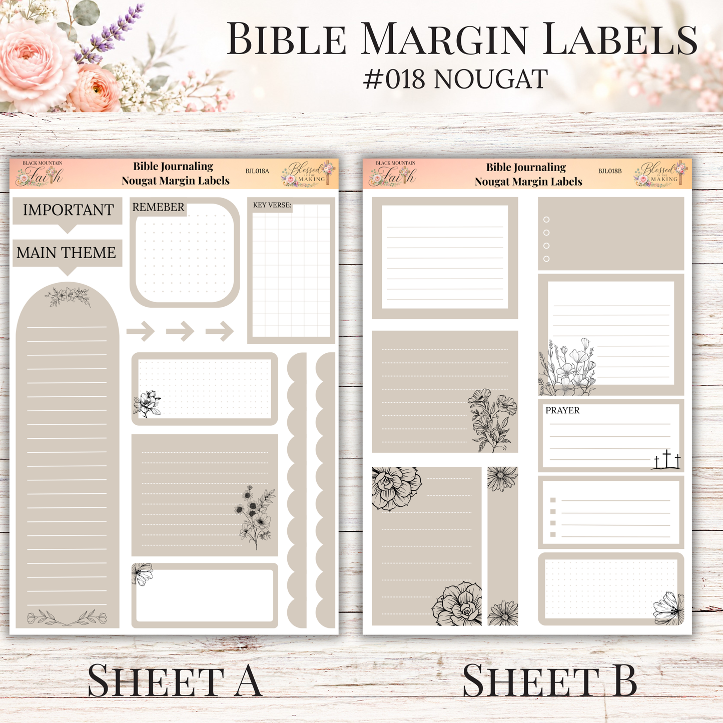 Bible Margin Labels #018 Nougat | Physical Sticker Sheets for Scripture Study