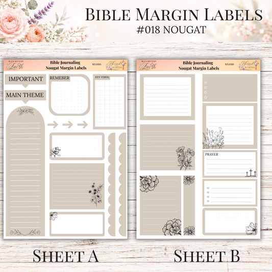 Bible Margin Labels #018 Nougat | Physical Sticker Sheets for Scripture Study