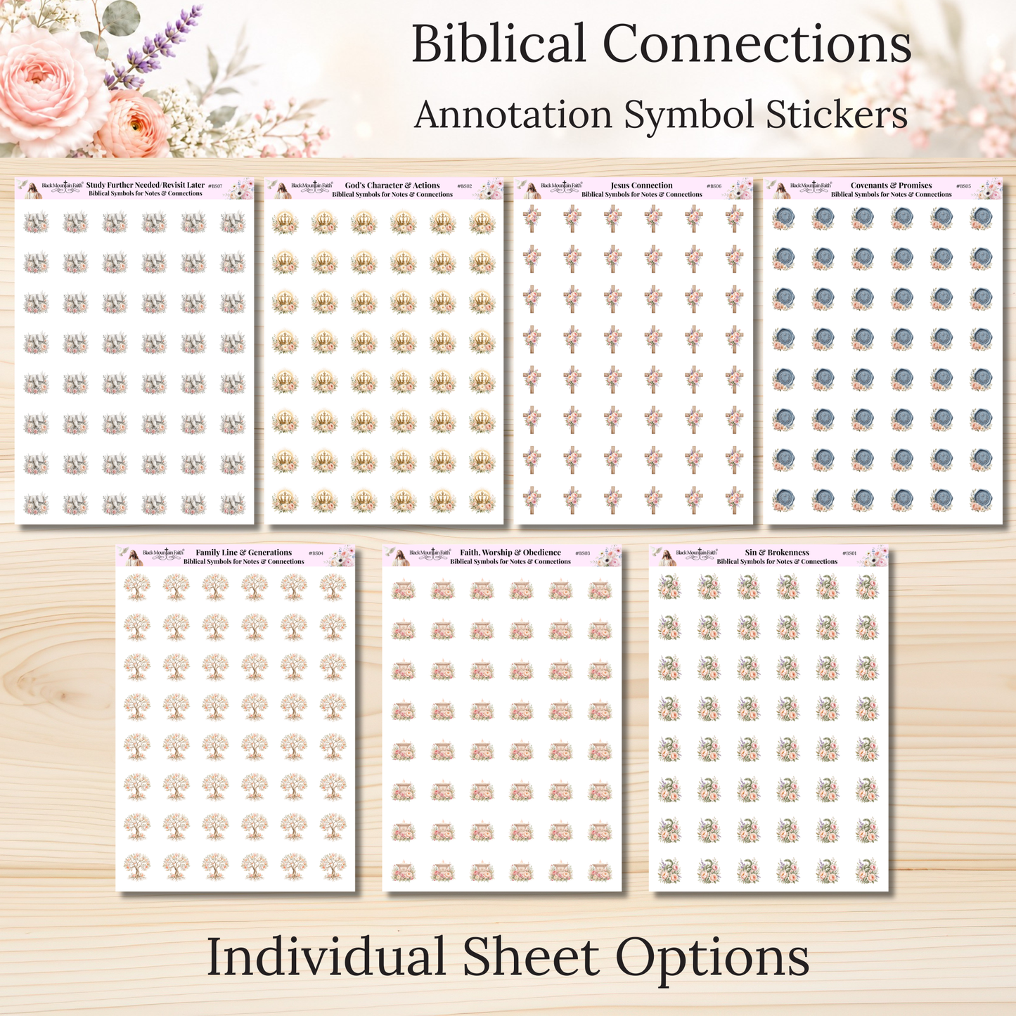 INDIVIDUAL Biblical Connections Annotation Symbol Stickers | Bible Study