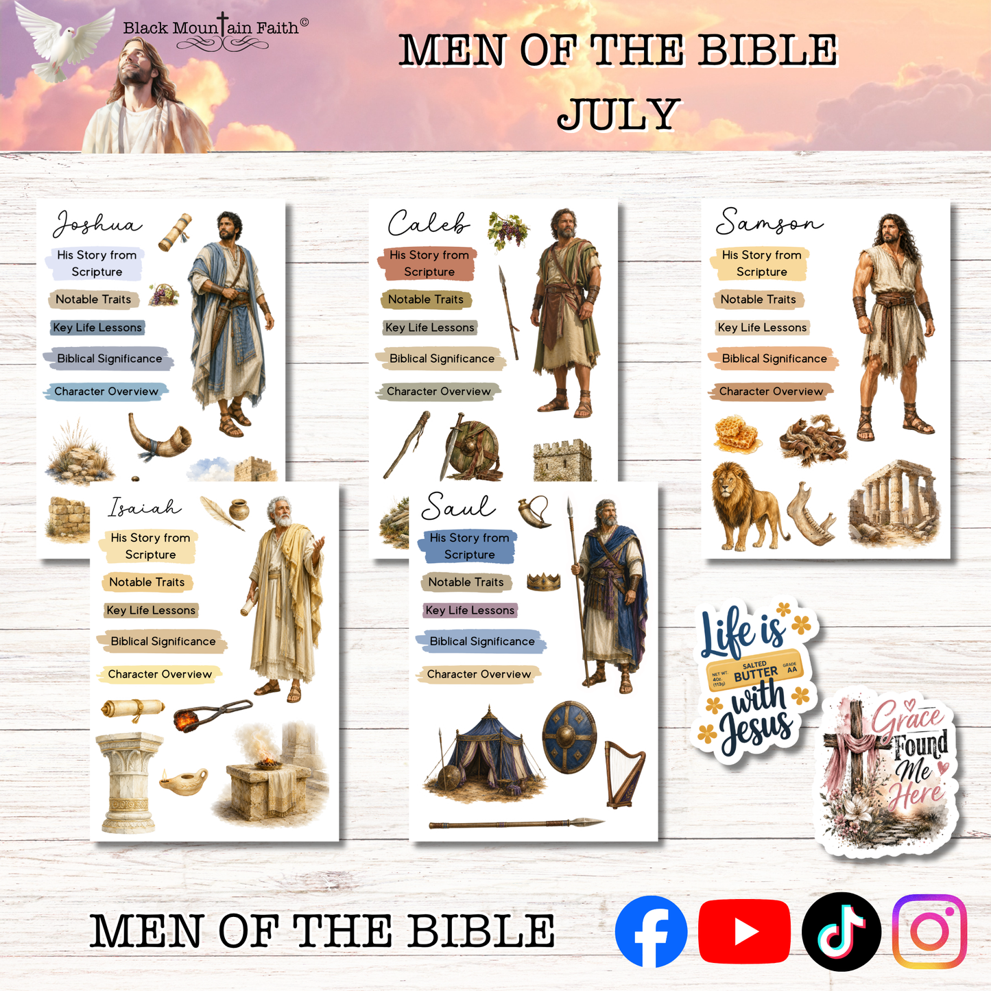 JULY Men of the Bible Snail Mail Stickers Stand Alone Listing