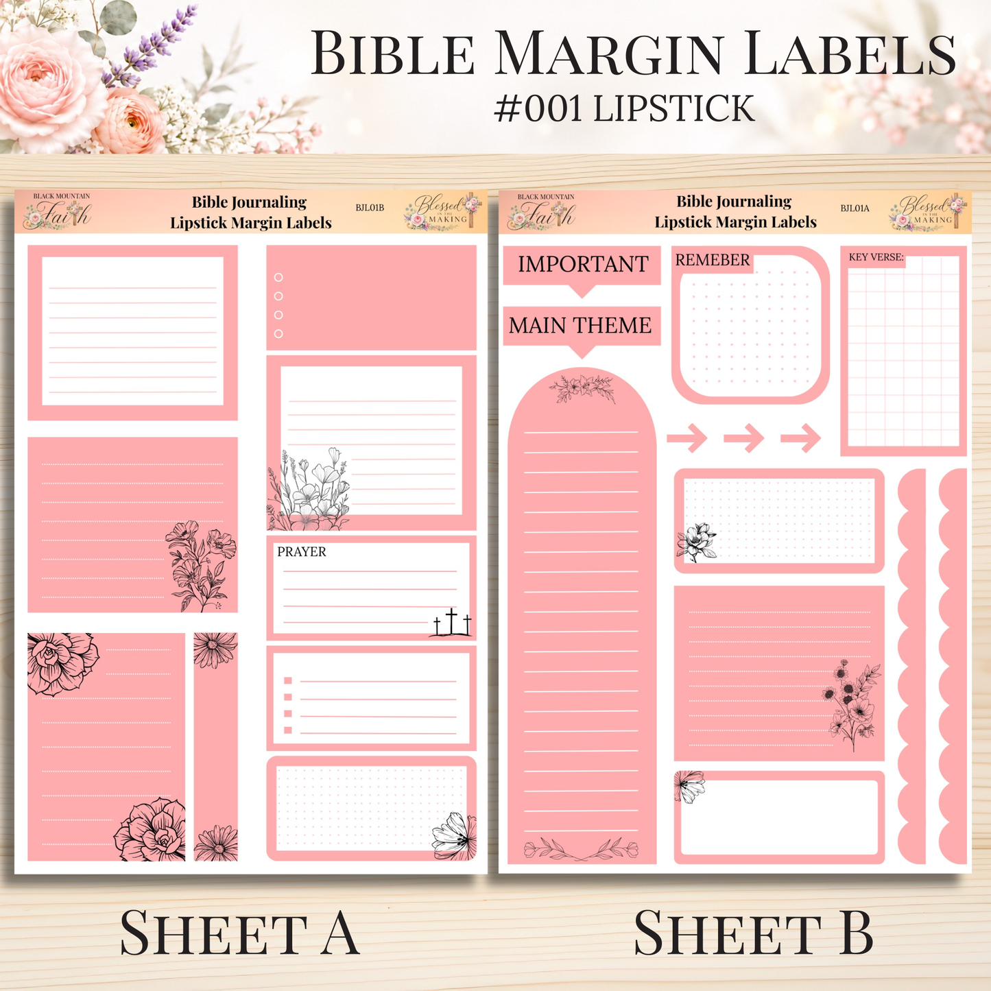 Bible Margin Labels #001 Lipstick | Physical Sticker Sheets for Scripture Study