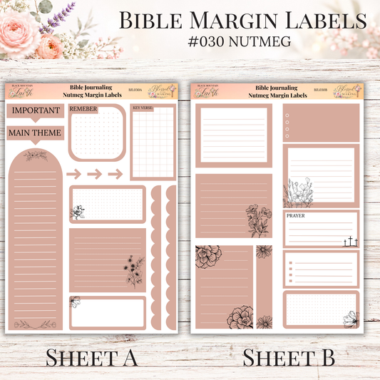 Bible Margin Labels #030 Nutmeg | Physical Sticker Sheets for Scripture Study